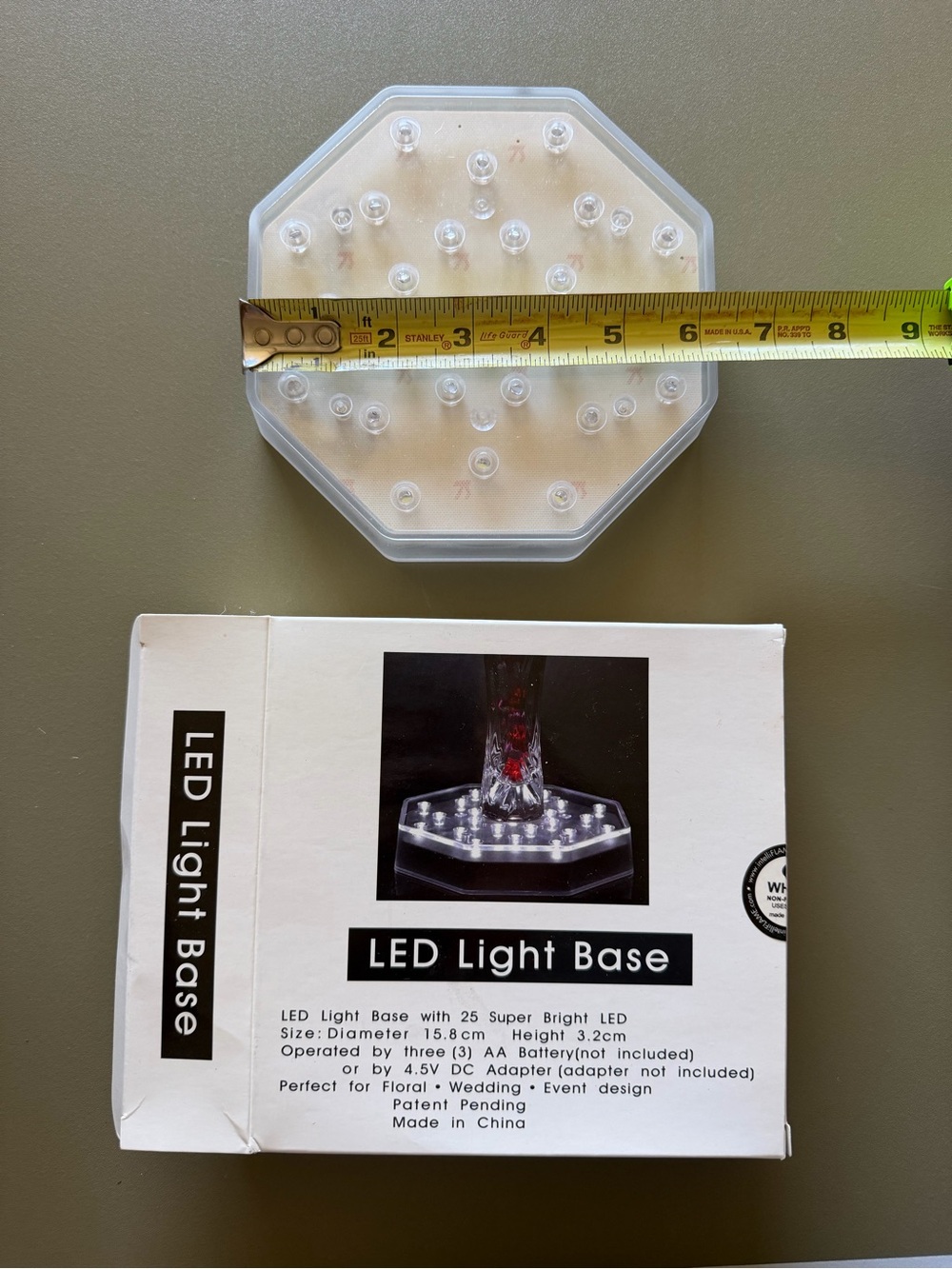 White LED Octagon Light Base - Picture 2 of 4
